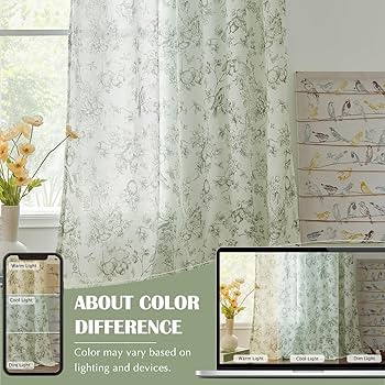 Amazon.com: jinchan Linen Floral Curtains for Living Room 96